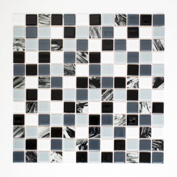 Mosaik selvklæbende glas grå mix 30x30 cm