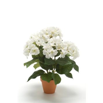 Emerald kunstig hortensiabusk med potte hvid 