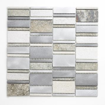 Mosaik Rectangle alu/sten sølv 29,8x29,4 cm
