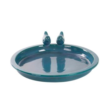 Esschert Design fuglebad petrolblå keramik Ø37 cm