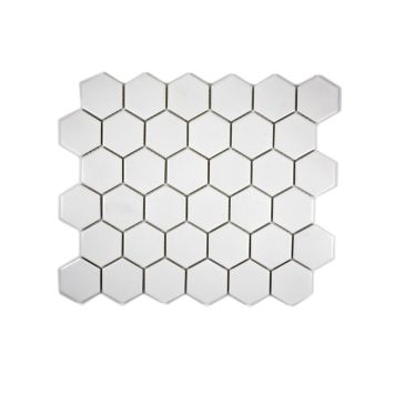 Mosaik Hexagon uglaseret porcelæn hvid 32,5 x 28,1 cm