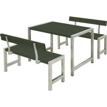 Plus cafébord-/bænkesæt med 2 ryglæn grøn 127 cm 