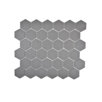 Mosaik Hexagon uglaseret porcelæn mørkegrå 32,5 x 28,1 cm