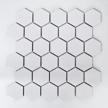 Mosaik Hexagon hvid blank 32,5x28,1 cm