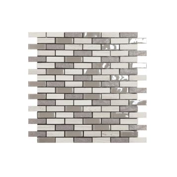 Mosaik Stone Brick selvklæbende creme og brun sten 32x30 cm