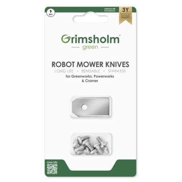 Grimsholm knivsæt til robotplæneklippere Greenworks, Powerworks og Cramer 9 stk.