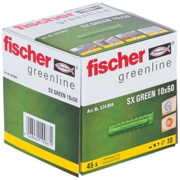Fischer dybel SX Green u/skrue 10x50 mm 45 stk.