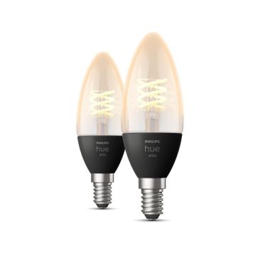 Philips Hue LED-kertepære Filament White E14 4,5W 2 stk.