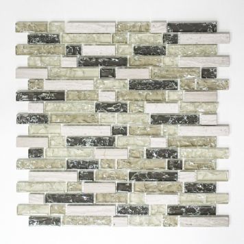 Mosaik Interlock sten & glas mix grøn 29,8x30,5 cm