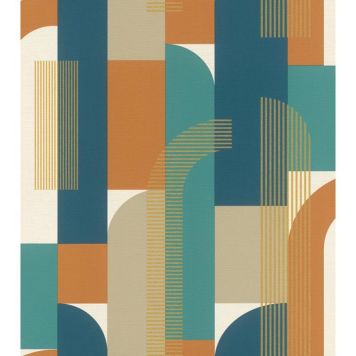 Rasch tapet Studio abstrakt orange/blå/grøn