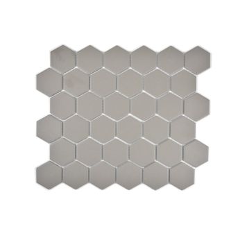 Mosaik Hexagon uglaseret porcelæn grå 32,5 x 28,1 cm