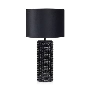 Markslöjd bordlampe Proud sort glas/tekstil Ø34 cm 