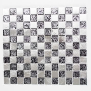 Mosaik mix aluminium i sort og sølv 32,7x30,2cm