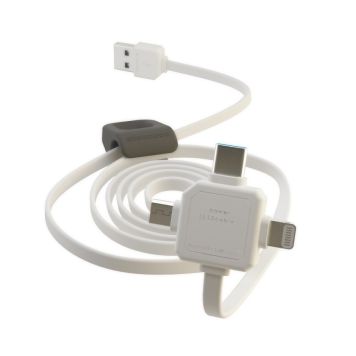 L-Team 3-i-1 USB-kabel hvid