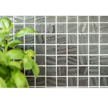 Mosaik Eco genanvendt glas uni sort 31,5 x 31,5 cm