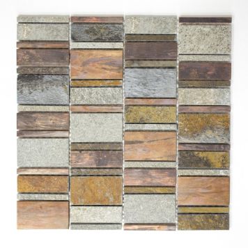 Mosaik Rectangle kobber/sten brun 29,8x29,4 cm