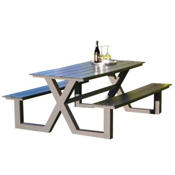 Hortus bord-/bænkesæt model X sort/antracit 176 cm