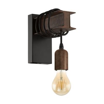 Eglo væglampe Townshend sort/brun E27-LED 10 W 19 cm