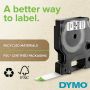 DYMO D1 Durable tape hvid på sort 12 mm x 3m