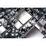 Mosaik glas & stål sort/hvid 30x30 CM