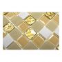 Mosaik selvklæbende glas & sten guld beige & hvid 30x30 CM
