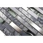 Mosaik glas/stål/natursten grå mix 30 x 30 cm