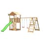 Jungle Gym legetårn Sierra inkl. klatremodul, gynger og grøn rutsjebane 315x511x456 cm