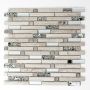 Mosaik Interlock stål glas & sten hvid træ 30x30 CM