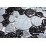 Mosaik Pebble porcelæn sort/hvid mix blank 30 x 30 cm