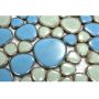 Mosaik Pebble porcelæn blå/grøn mix blank 30 x 30 cm