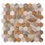 Mosaik selvklæbende Hexagon Metal Wood Mix 28 x 29 cm