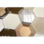 Mosaik Hexagon krystal/natursten 3D beige mix 26,5 x 30,5 cm