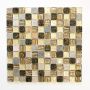 Mosaik Square krystal/natursten guld 30 x 30 cm