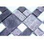 Mosaik Foil Combi krystal sort/sølv 30 x 30 cm