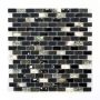 Mosaik Brick glas, perlemor og natursten sort mix 30x28,5 cm