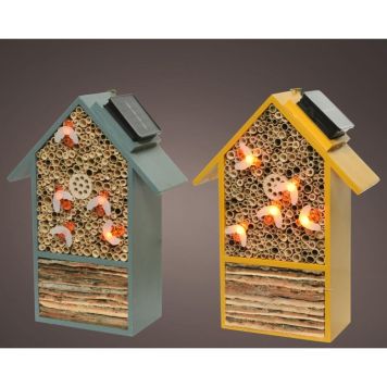 Lumineo insekthus med solarlys i ass. farver H31 cm