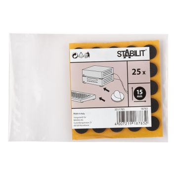 Stabilit anti-skrid filtdupper sort Ø15 mm 25 stk