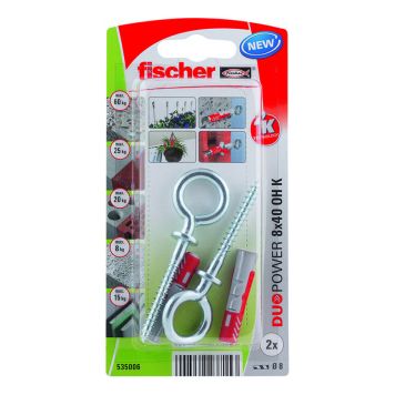 Fischer rawplugs Duopower 8x40 mm 2 stk. m/ øjeskruer