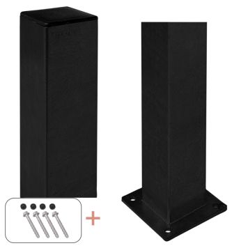 Plus stålstolpe med fod sort 8x8x128 cm
