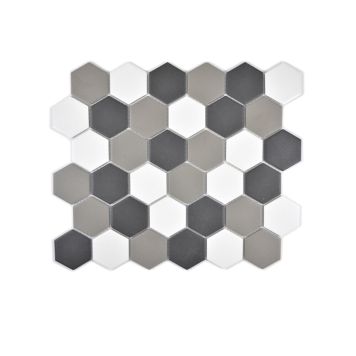 Mosaik Hexagon uglaseret porcelæn sort/hvid 32,5 x 28,1 cm