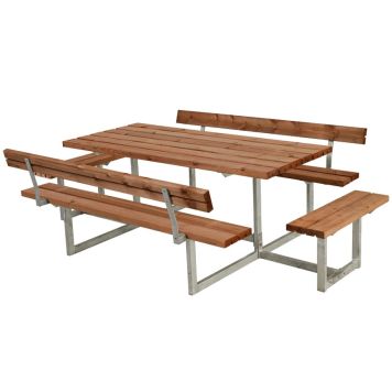 Plus bord-/bænkesæt Basic m/4 bænke og 2 ryglæn trykimprægneret fyr 260x184x73/45 cm