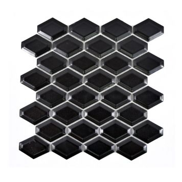 Mosaik Diamond Metro sort mat 25,2 x 26,5 cm