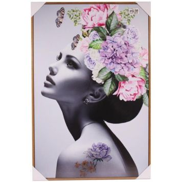 Lafinesse Canvas Lady Flowers m. ramme  60x90cm