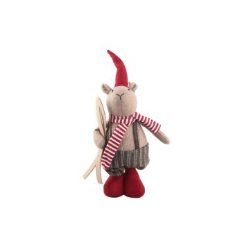 Julefigur egern m/teleskopben stof H62 cm