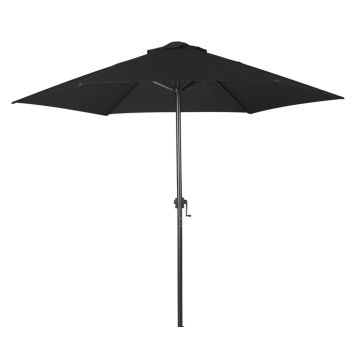 Parasol m/krank polyester sort Ø2,5 m 