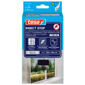 Tesa insektnet til vinduer Insect Stop Open/Close sort 150x130 cm