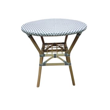 Sunfun Maria cafébord rattan hvid/sort 70x75 cm