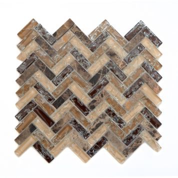 Mosaik Herringbone krystal mørkebrun 26,3 x 29,3 cm