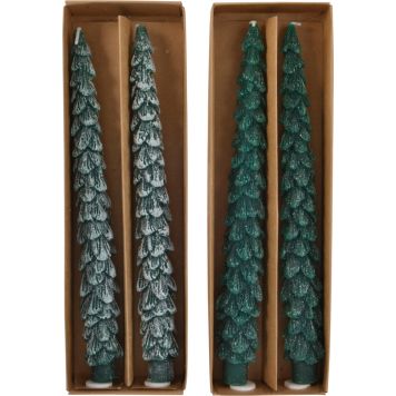 STEARINLYS "JULETRÆ"     2-PAK, 2 ASS.,