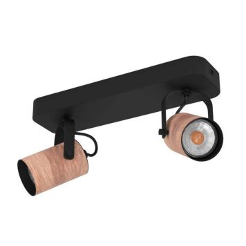 Eglo spotlampe Cayuca dobbelt GU10 sort/træ